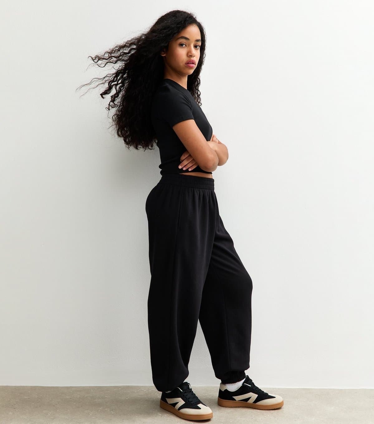 New Look New Look Black Jersey Oversized Cuff Joggers