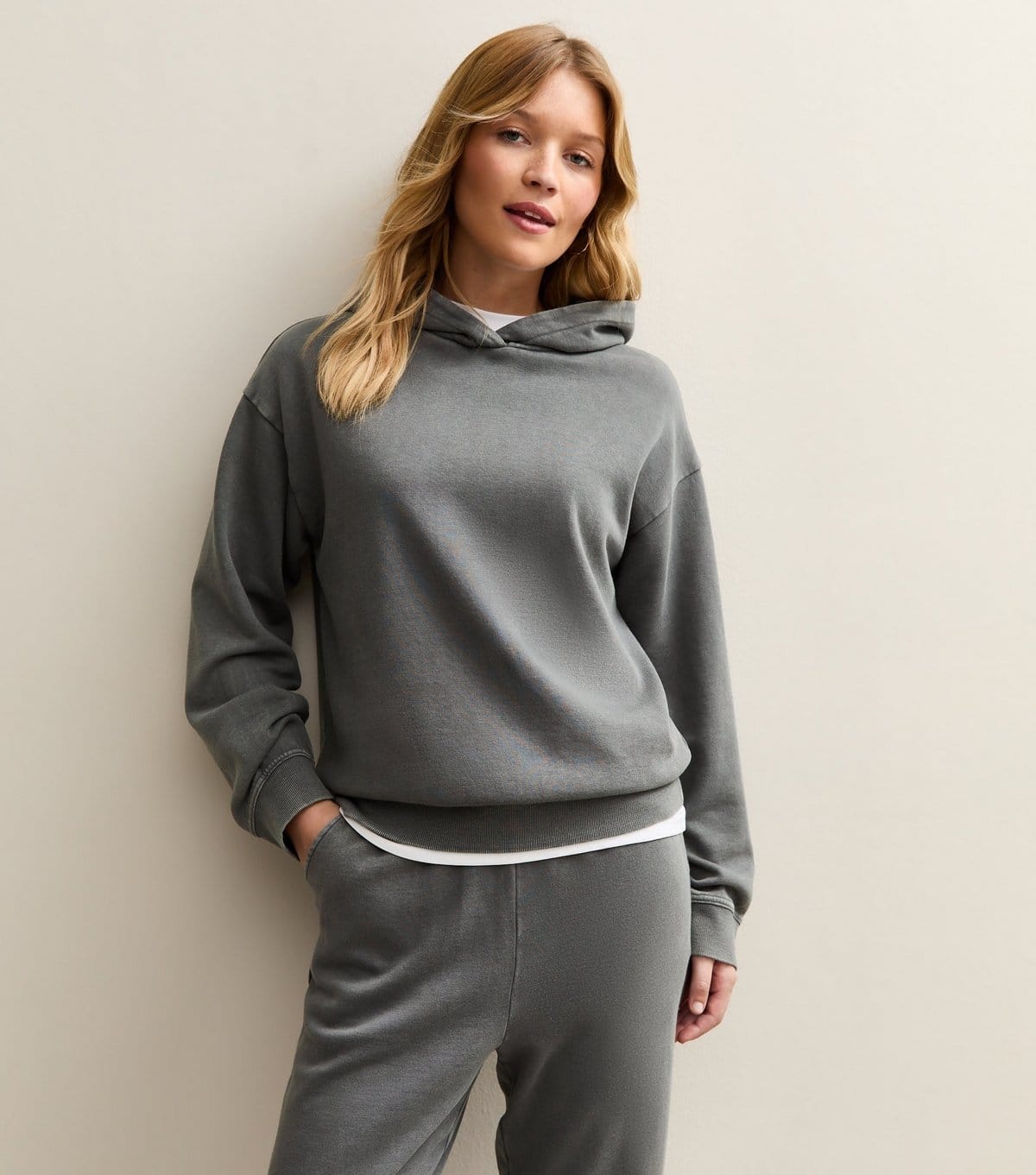 Women's Dark Grey Washed Hoodie New Look
