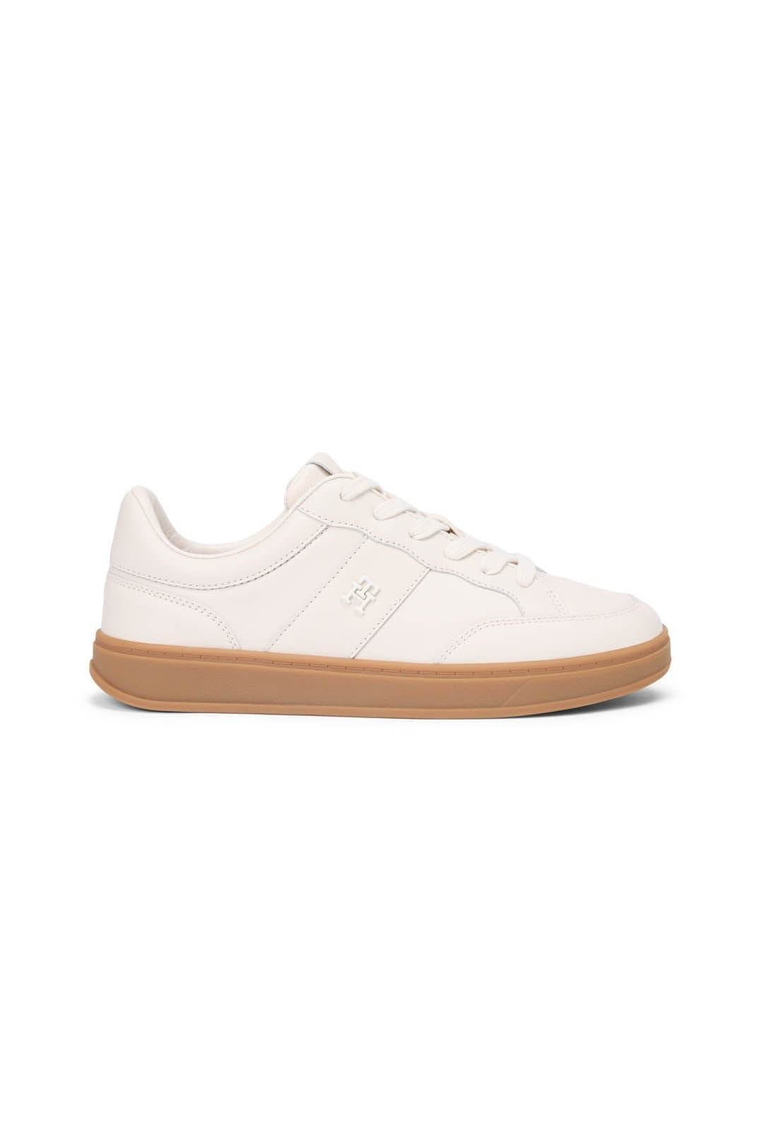 Tommy Hilfiger Tommy Hilfiger Cream Leather Court Sneakers