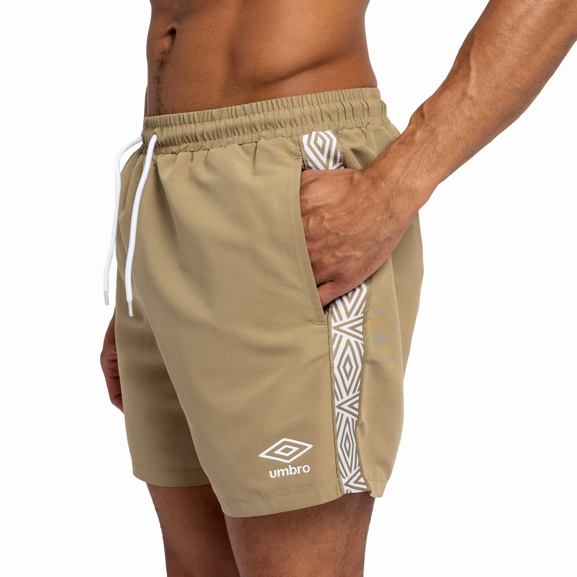 Umbro Umbro Men's Taped Swim Shorts in Khaki - 3