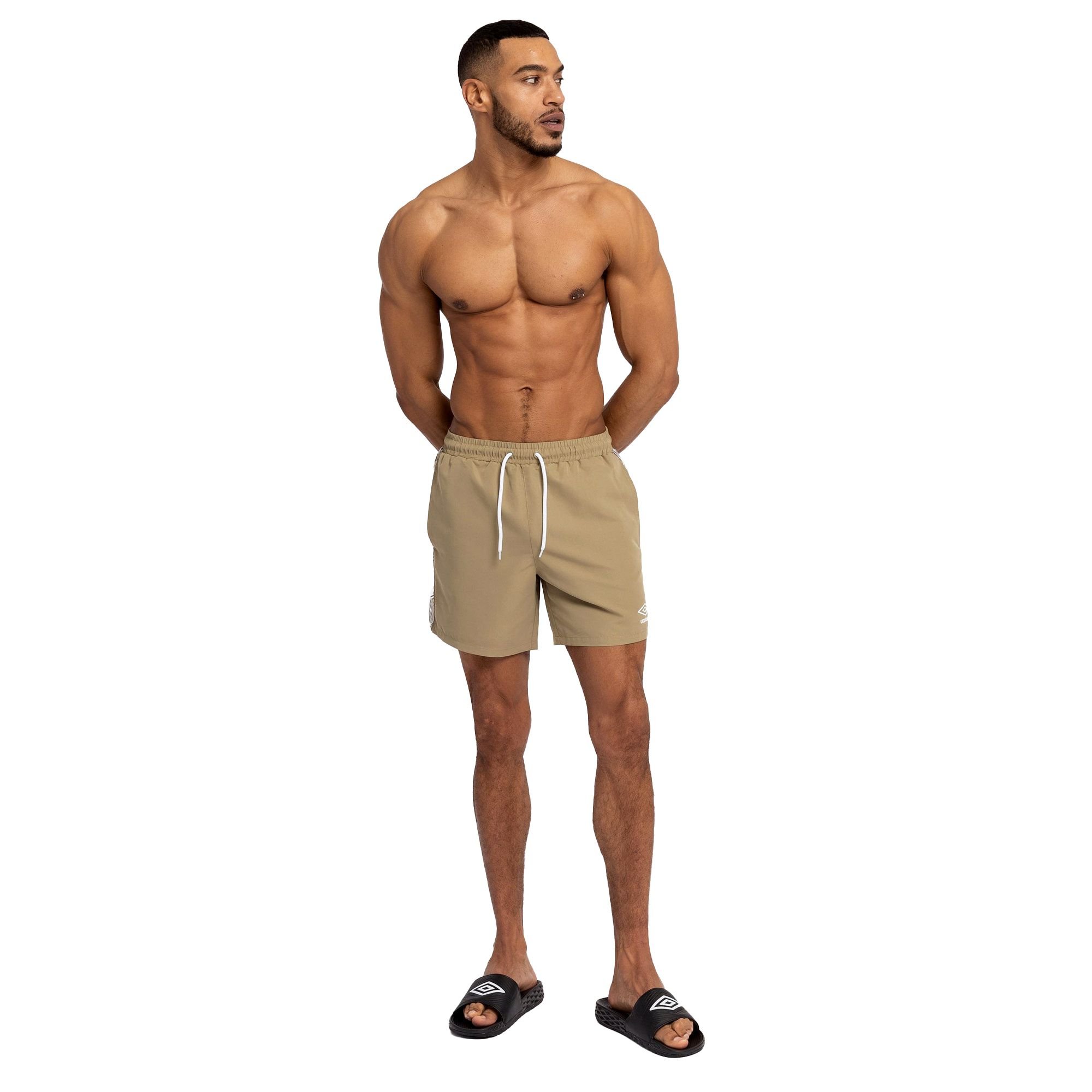 Umbro Umbro Men's Taped Swim Shorts in Khaki - 4