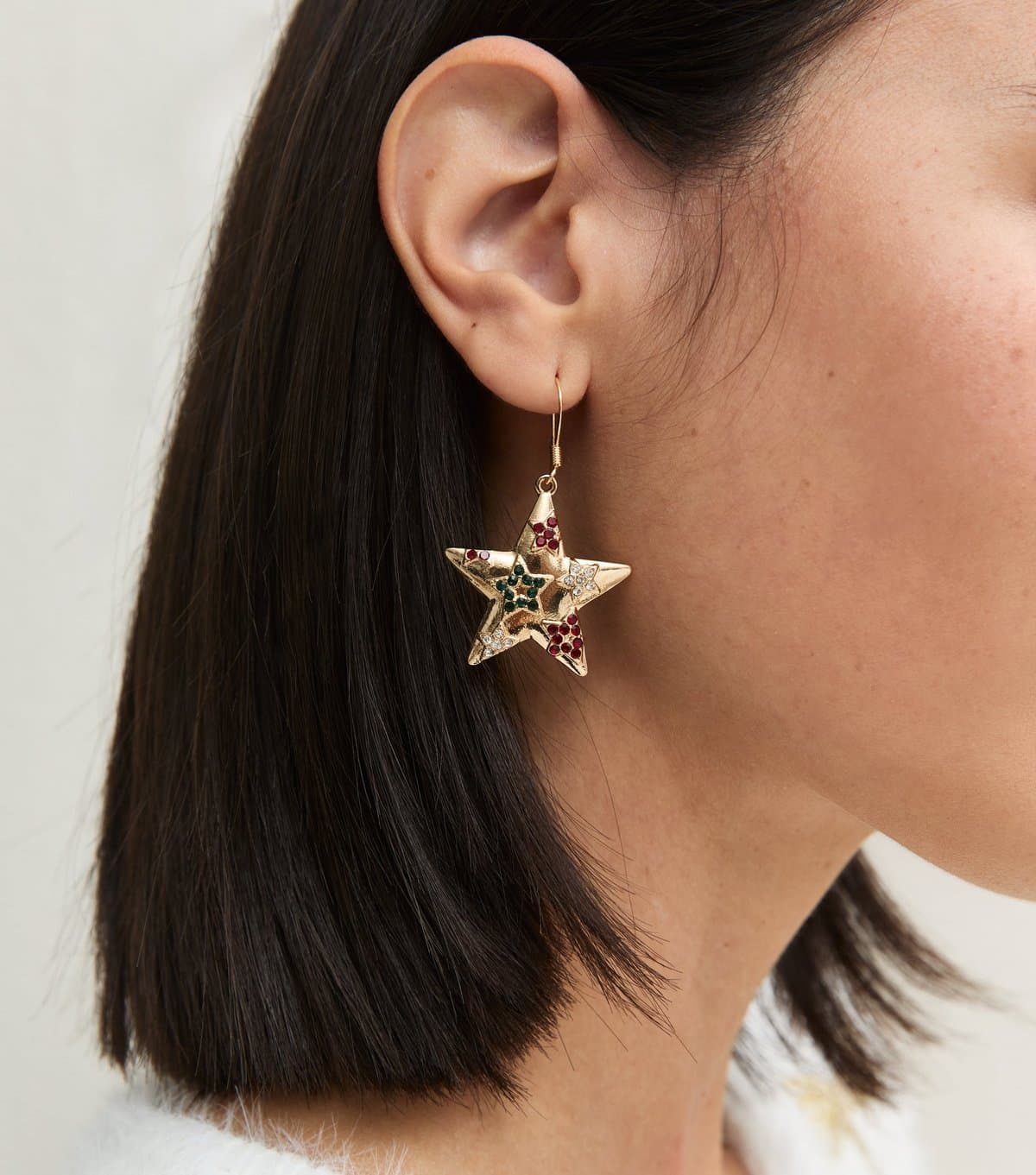 New Look Gold Tone Christmas Star Drop Earrings New Look