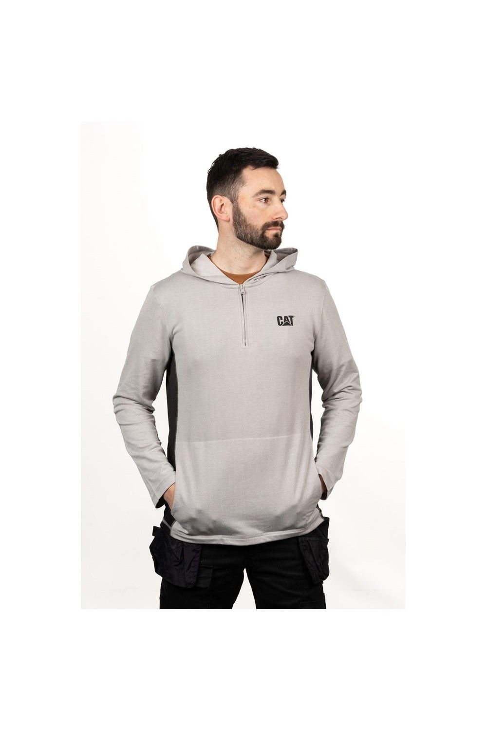Caterpillar Caterpillar Men's Coolmax Quarter Zip Hoodie in Grey - 2