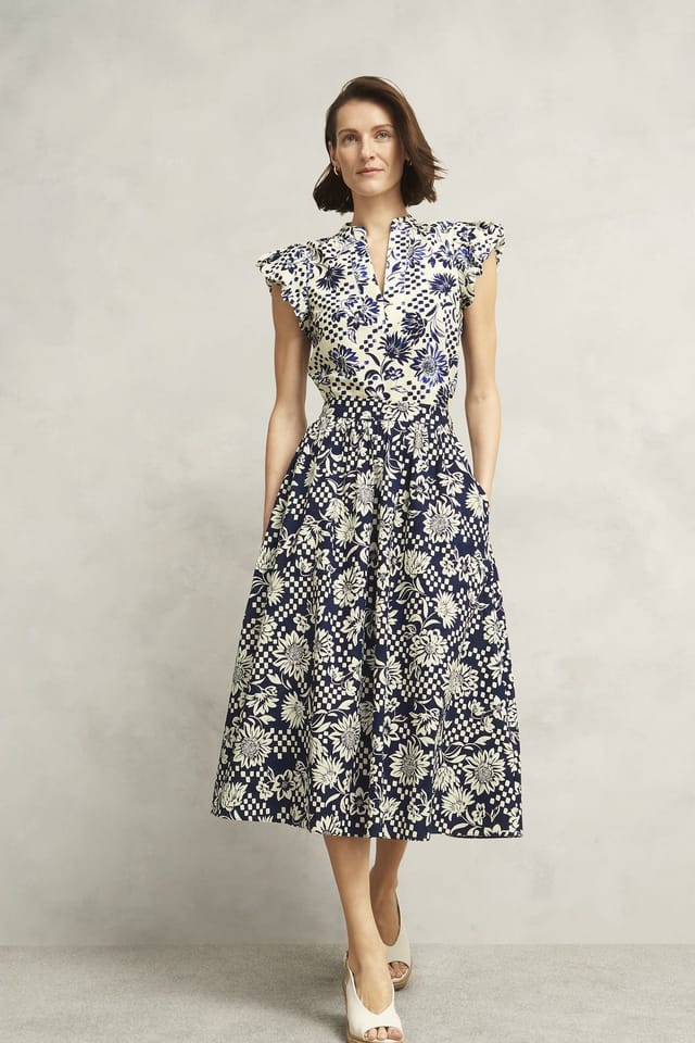 Hobbs London Hobbs London Women's Rousham Floral Print Midi Skirt in Navy - 3