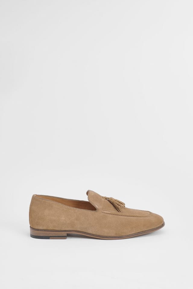 Burton Burton Men's Light Brown Suede Tassel Penny Loafer - 2