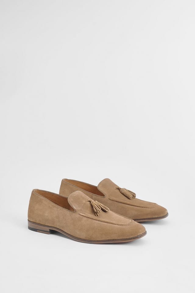 Burton Burton Men's Light Brown Suede Tassel Penny Loafer - 3