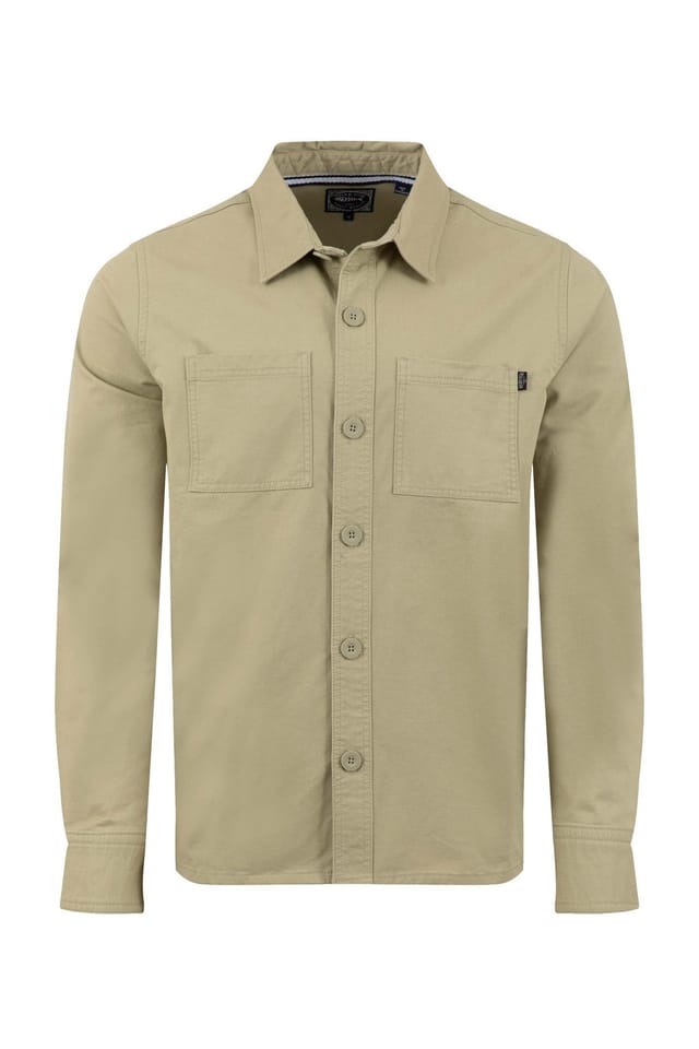 Weird Fish Weird Fish Men's Bear Workwear Twill Overshirt in Pale Green - 2