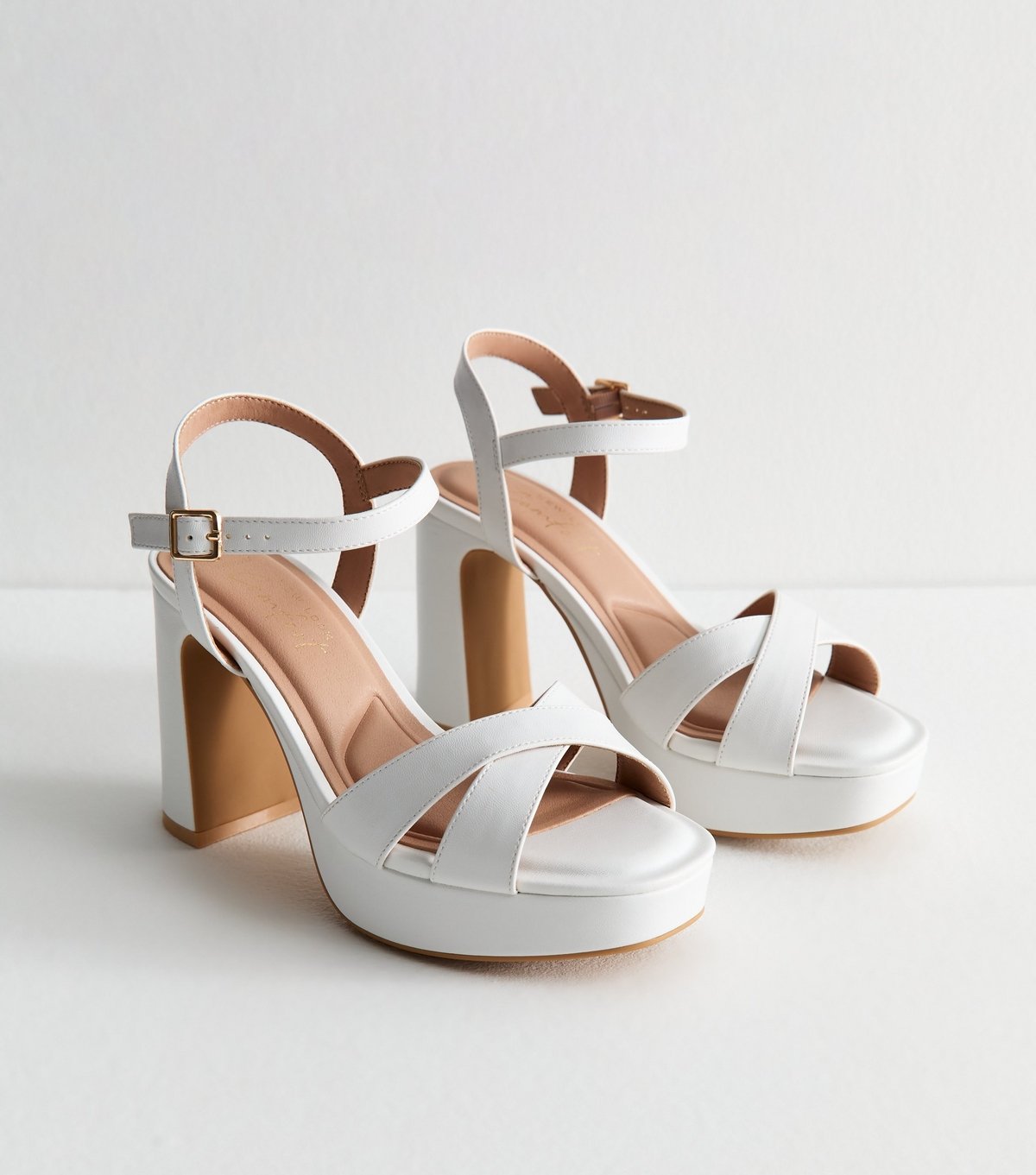 New Look Women's Wide Fit White Platform Heeled Sandals Vegan New Look - 2