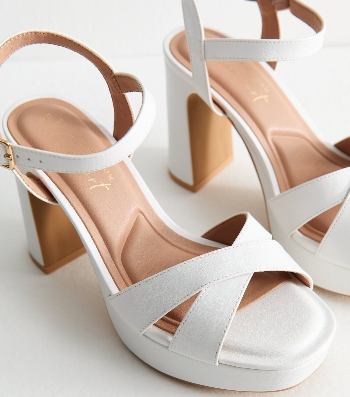 New Look Women's Wide Fit White Platform Heeled Sandals Vegan New Look - 3