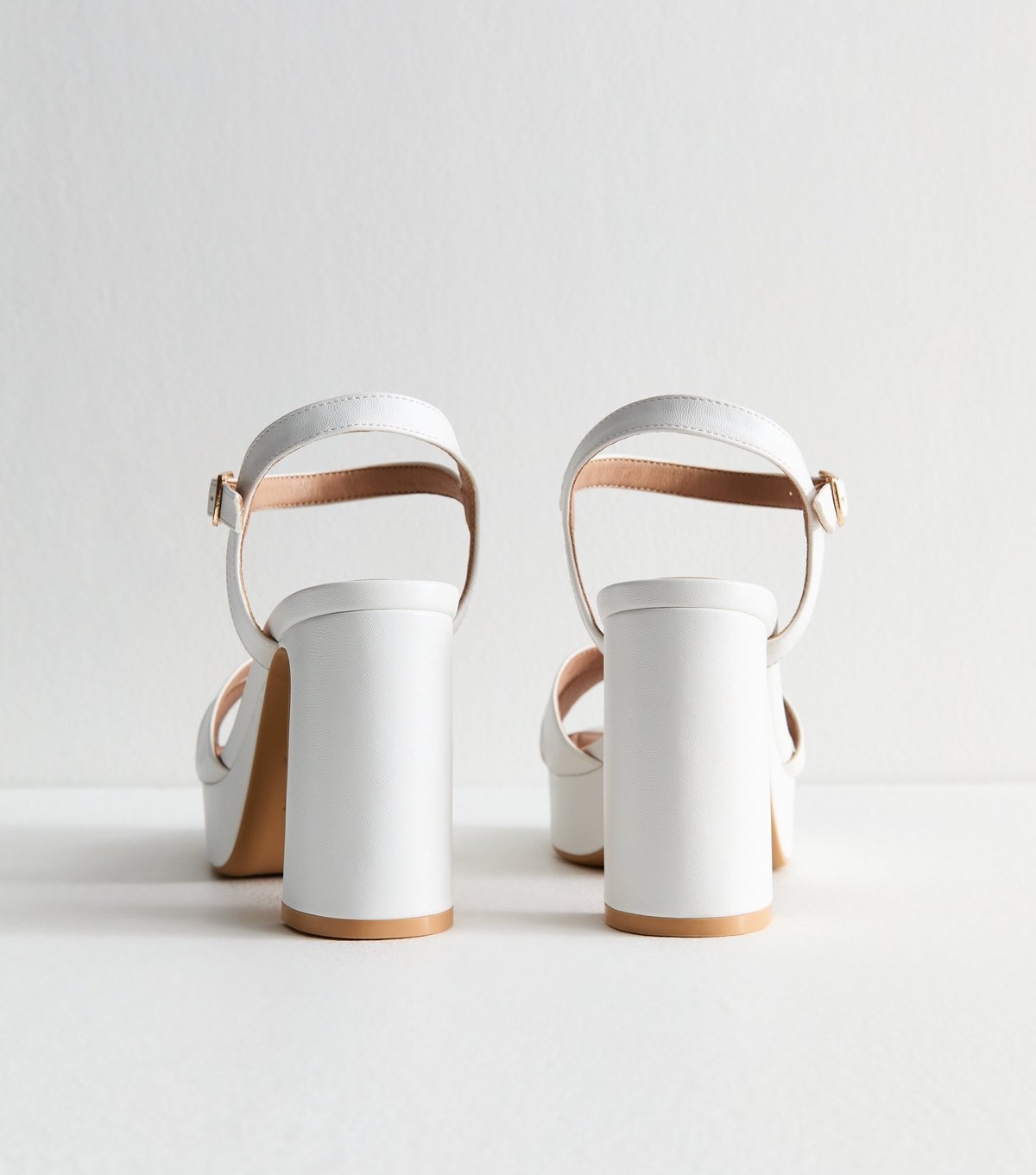 New Look Women's Wide Fit White Platform Heeled Sandals Vegan New Look - 4