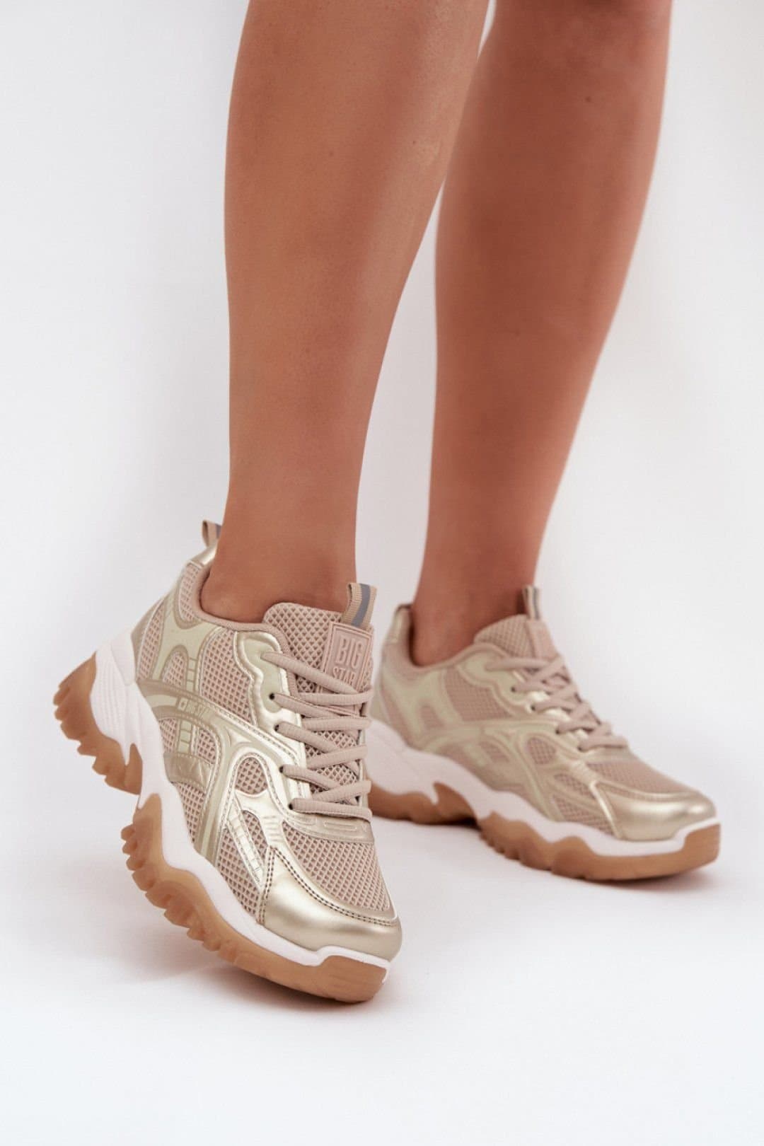 Love Lace Love Lace Women's Big Star Sport Sneakers with HI POLY System Comfort Insoles in Beige