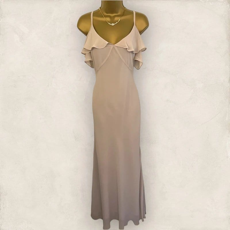 Coast Cream Chiffon Cold Shoulder Maxi Dress For Bridesmaids And