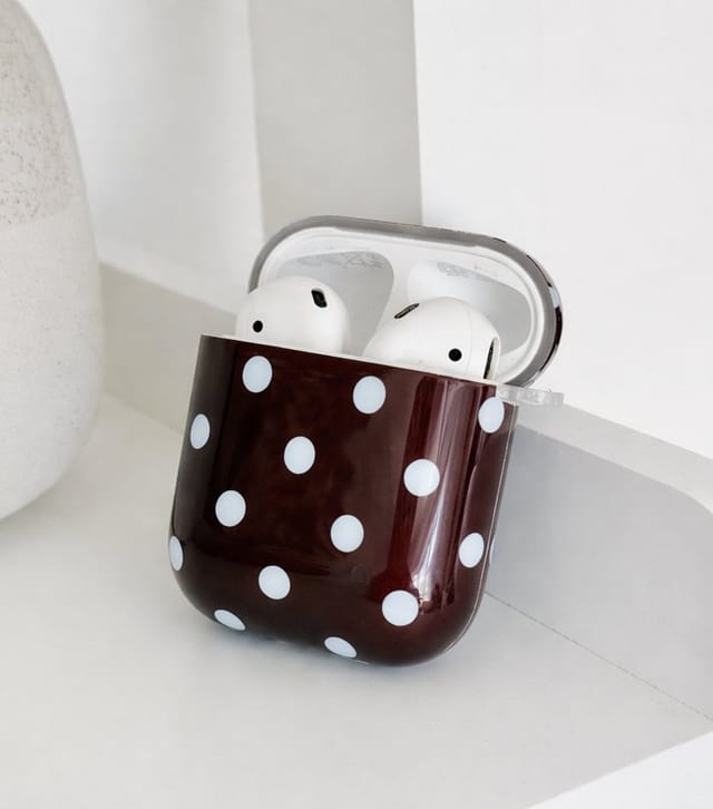 Coconut Lane Brown & Blue Polka Dot Airpods Case Coconut Lane New Look - 2