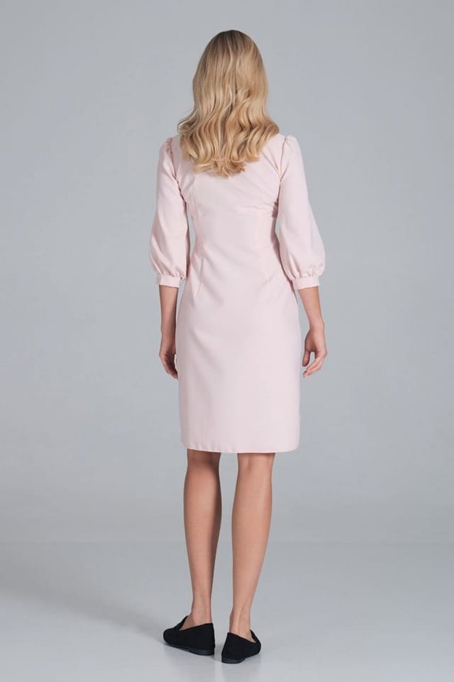 Love Lace Love Lace Women's Midi Shirt Dress with Collar Pockets Sleeves in Pink - 3