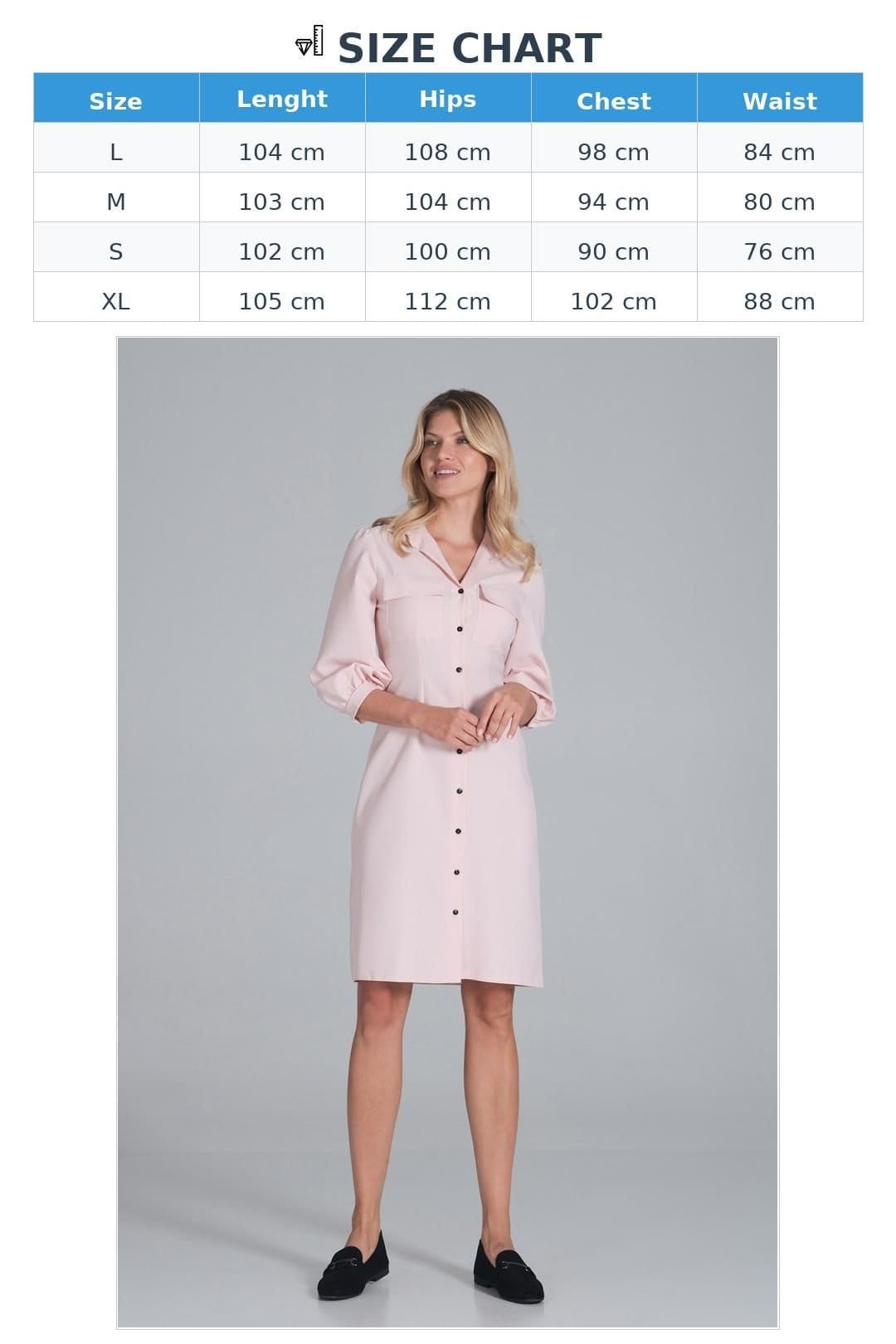 Love Lace Love Lace Women's Midi Shirt Dress with Collar Pockets Sleeves in Pink - 4