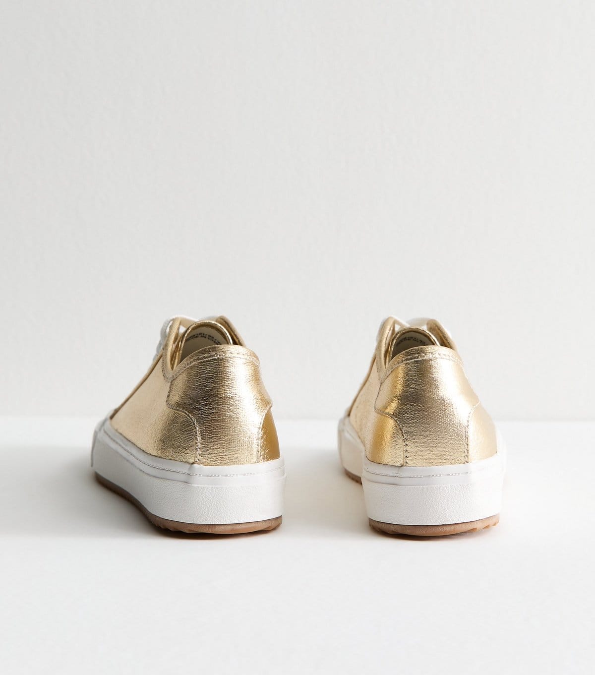 New Look Women's Gold Metallic Canvas Lace Up Trainers Vegan New Look - 4