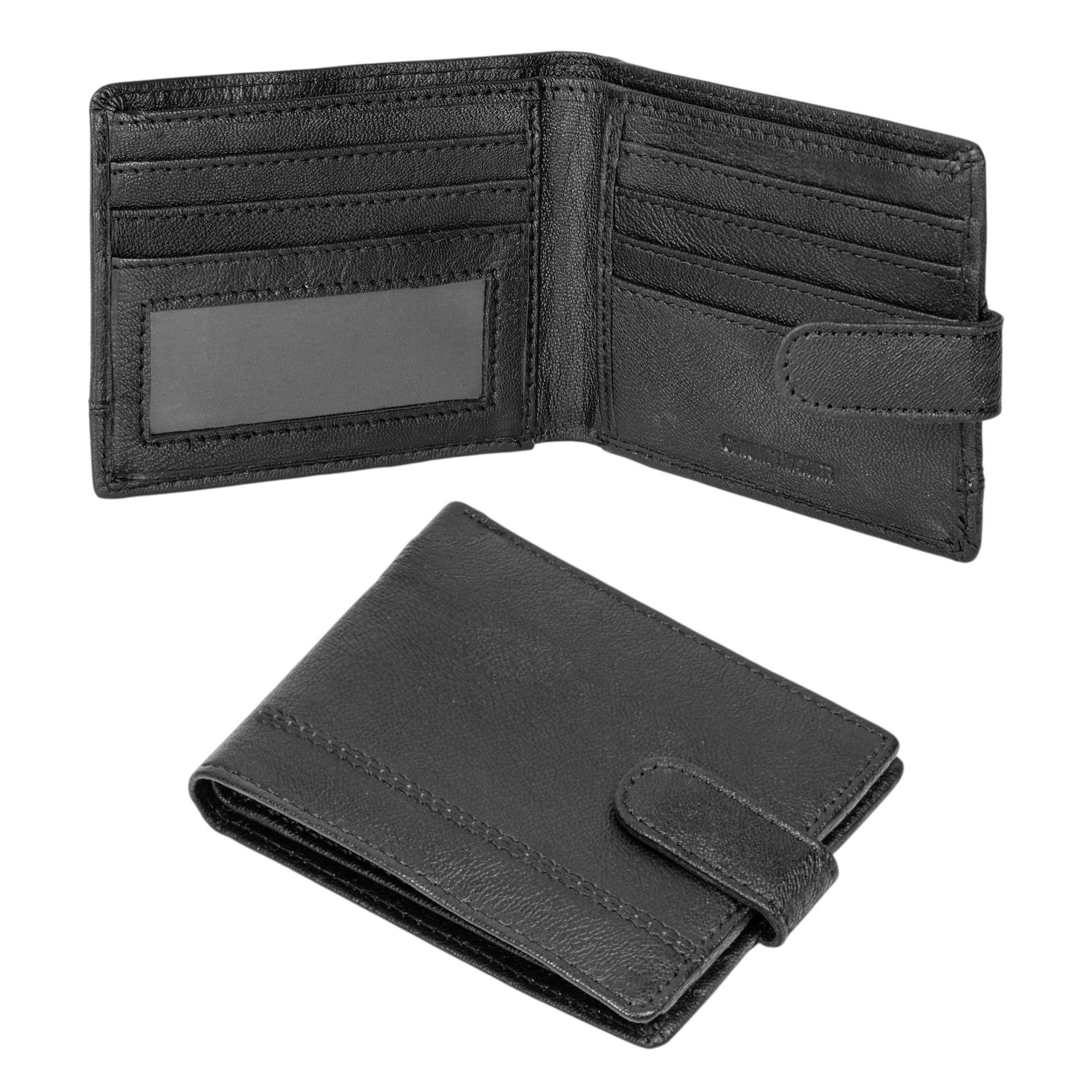 Woodland Leathers Woodland Leathers Men's Men's Genuine Leather RFID Wallet with ID Window in Black