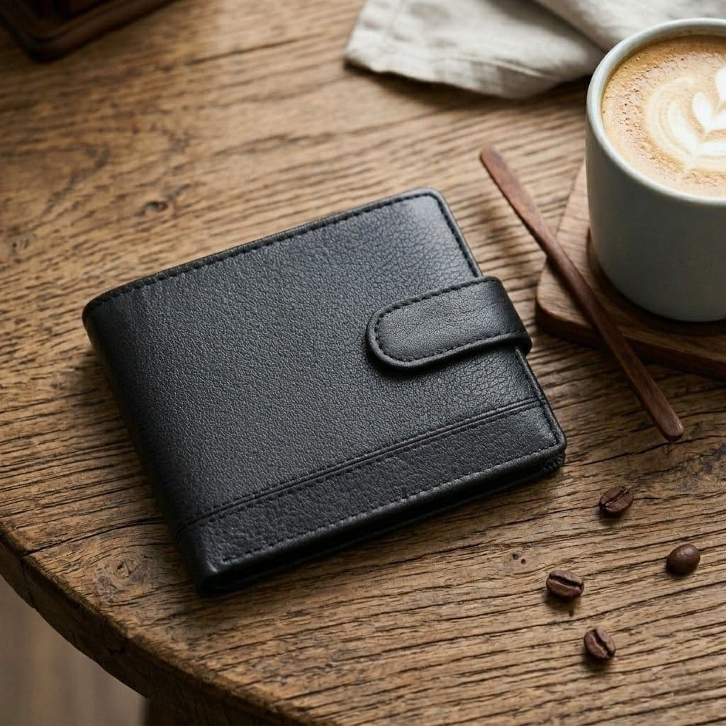 Woodland Leathers Woodland Leathers Men's Men's Genuine Leather RFID Wallet with ID Window in Black - 4