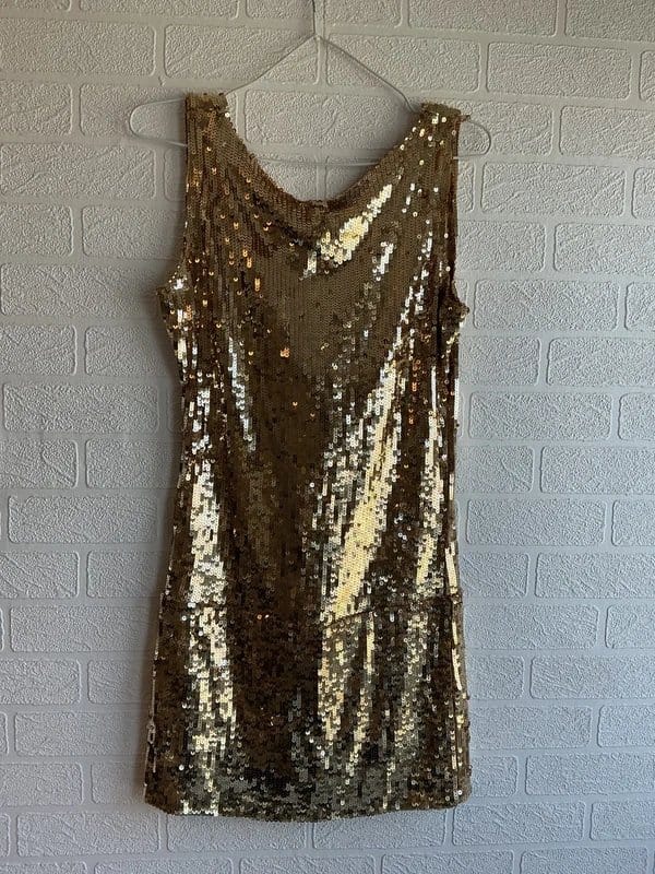 ASOS Petite Gold Sequin Bow Mini Dress