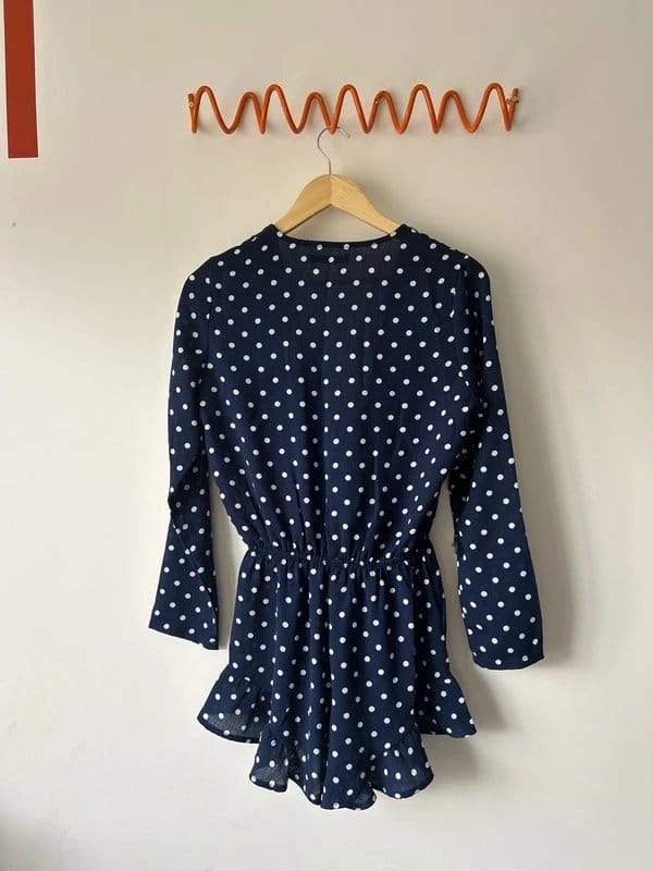 Glamorous Navy Polka Dot Playsuit, Size Small