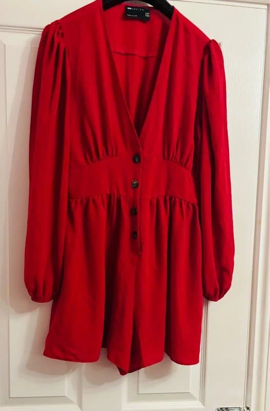 ASOS ASOS plunge long sleeved playsuit holiday wedding party 12 same day post