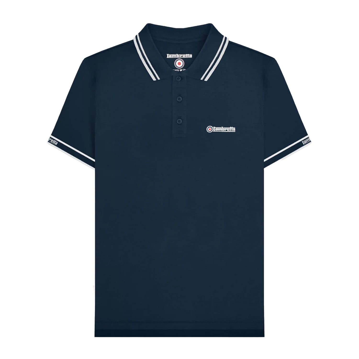 Lambretta Lambretta Men's SS25 Branded Sleeve Polo Shirt in Navy