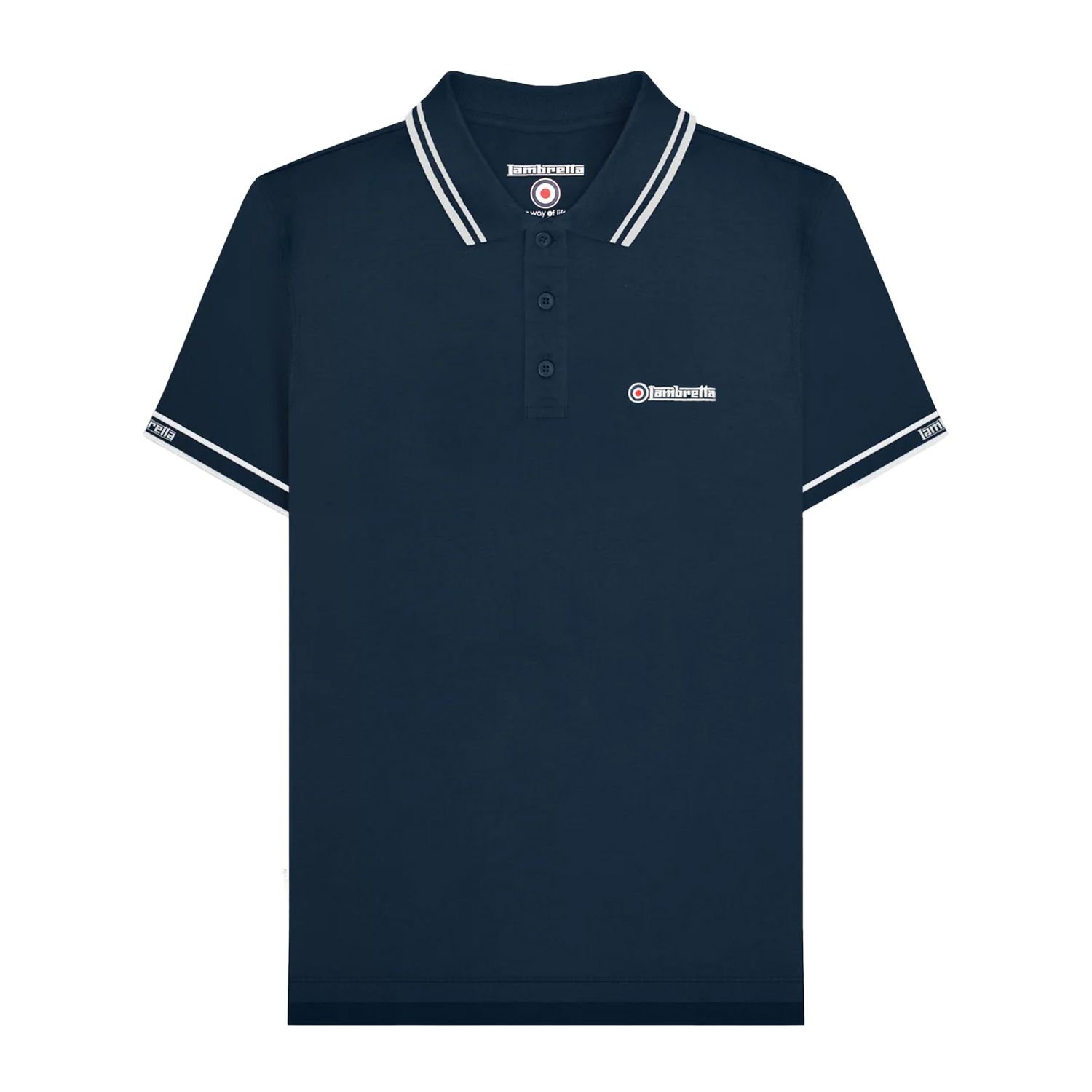 Lambretta Lambretta Men's SS25 Branded Sleeve Polo Shirt in Navy - 2