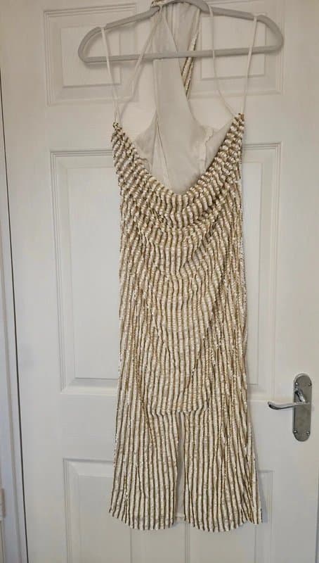 Coast Coast embellished sequin halter low back midi dress