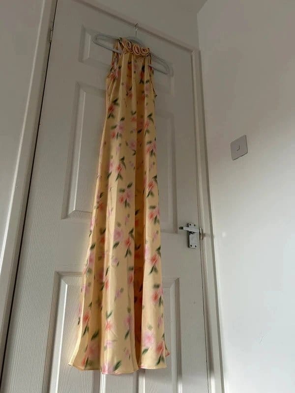 New Look Yellow Floral Halter Midi Dress