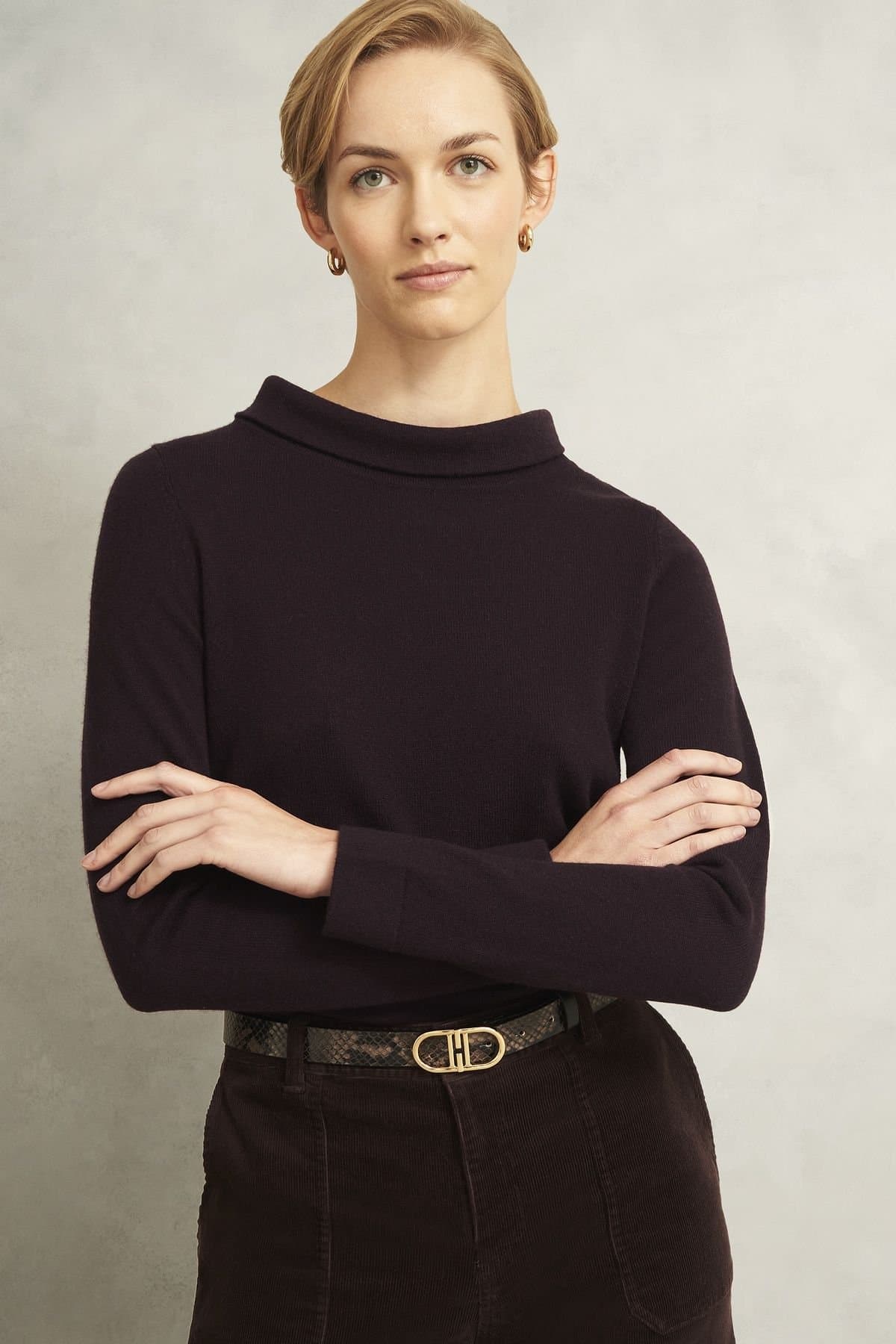 Hobbs London Hobbs London Dark Brown Cashmere Wool Jumper