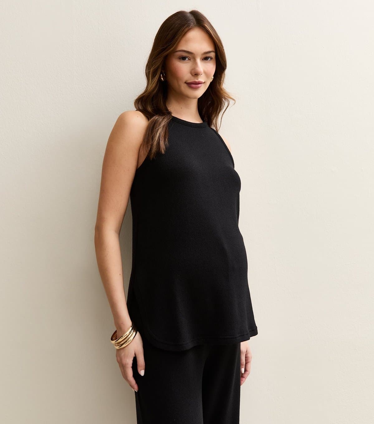 New Look Women's Maternity Black Textured Sleeveless top New Look