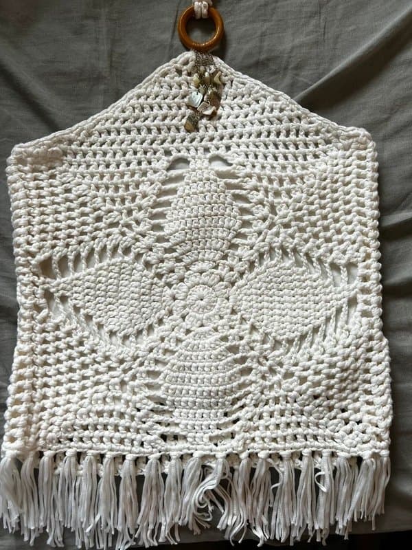 New Look Vintage new look hand crochet white halter neck top with shell detailing