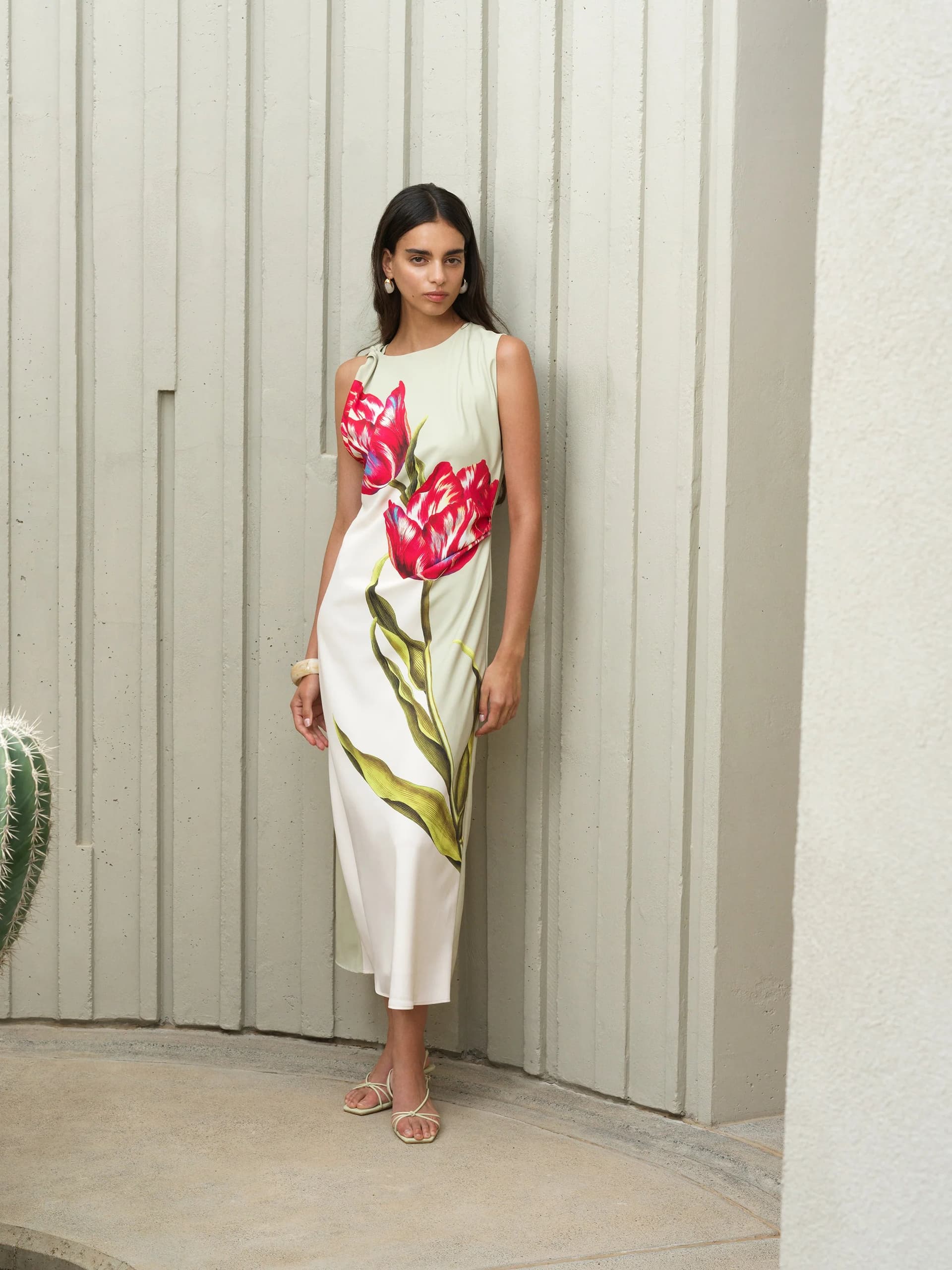 French Connection Dori Satin Floral Printed Maxi Dress Multicoloured