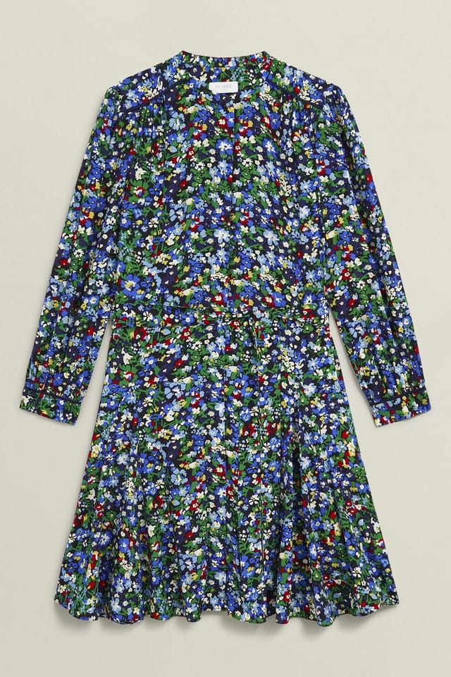 Hobbs London Hobbs London Women's Isadora Long Sleeve Printed Mini Dress in Navy - 2