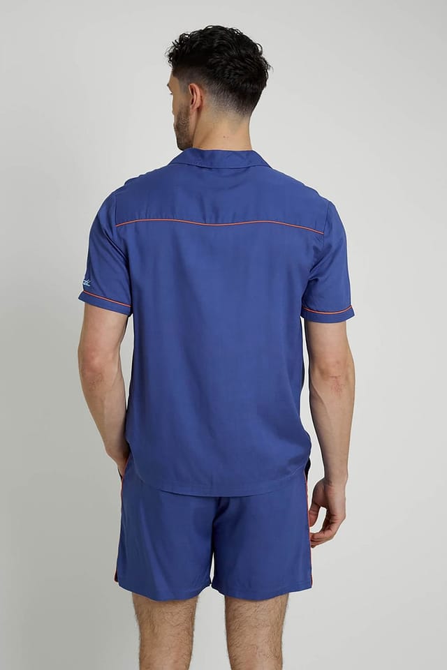 Native Youth Native Youth Men's Short Sleeve Lightweight Piped Relaxed Shirt in Blue - 2