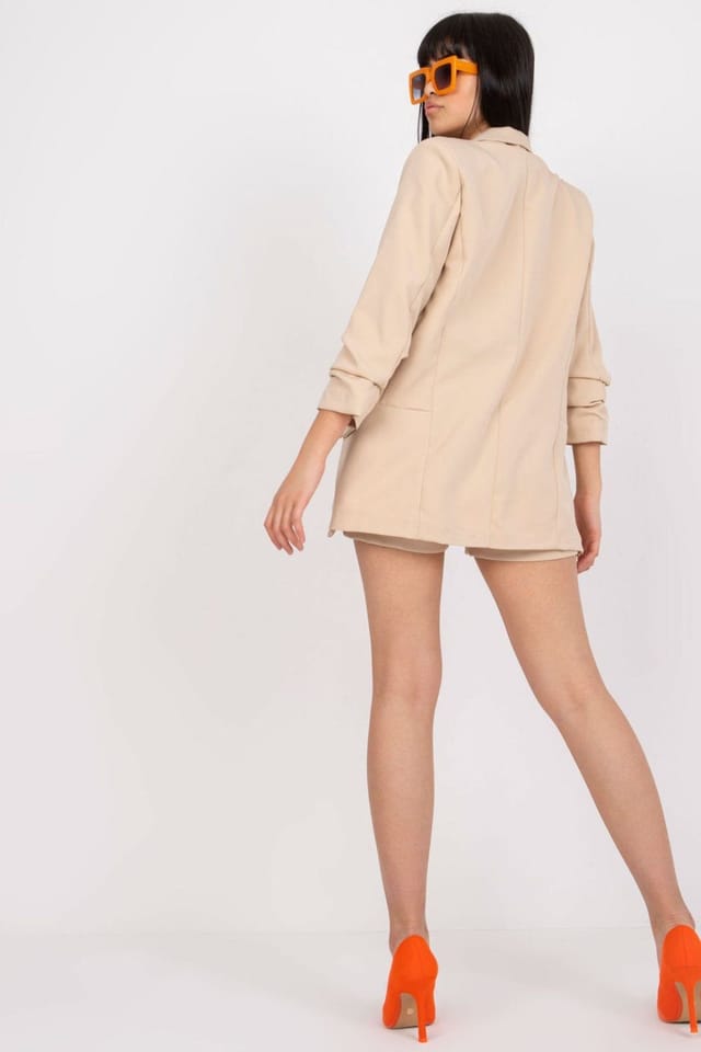 Love Lace Love Lace Women's Elegant Lined Jacket & High Rise Shorts Set Style 166280 in Beige - 3
