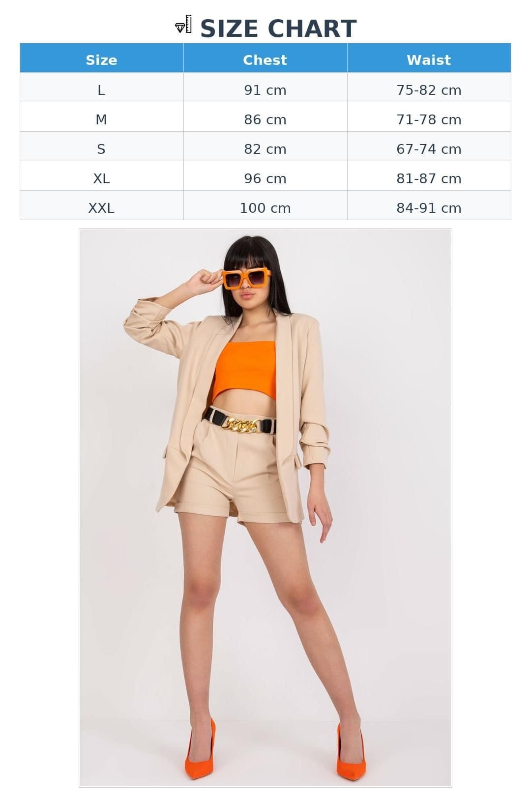 Love Lace Love Lace Women's Elegant Lined Jacket & High Rise Shorts Set Style 166280 in Beige - 4