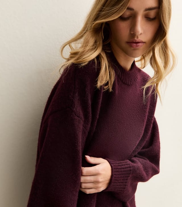 New Look Women's Dark Burgundy Knit Jumper Mini Dress New Look - 3