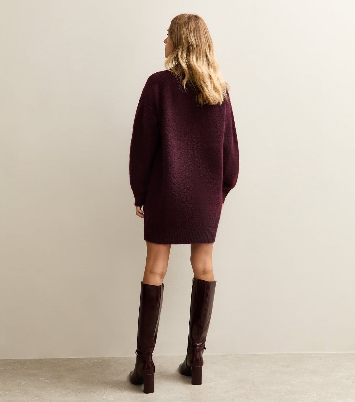 New Look Women's Dark Burgundy Knit Jumper Mini Dress New Look - 4