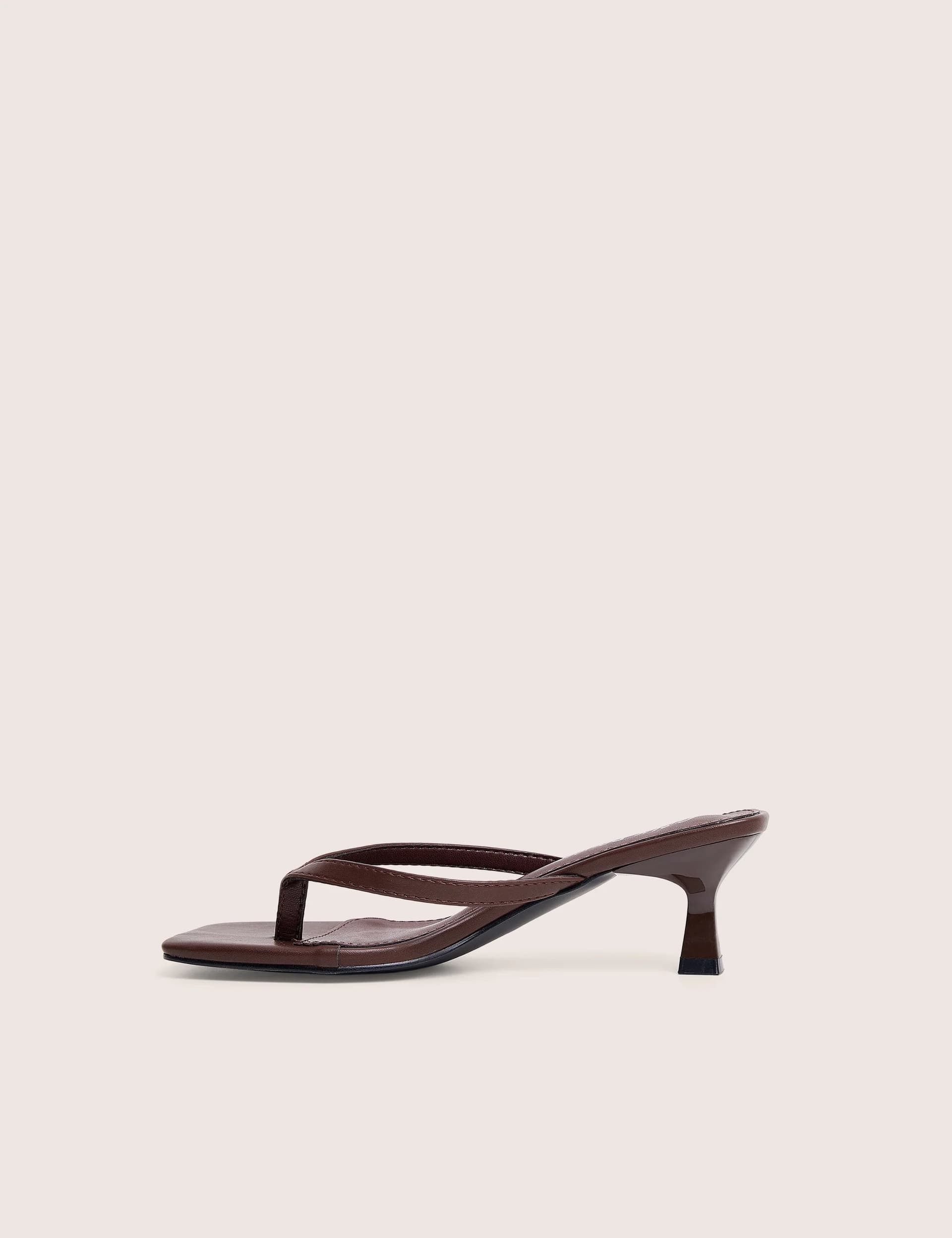 Public Desire Everlast Chocolate Brown Thong Flip Flop Heels