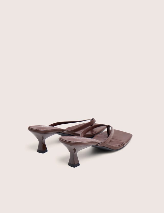 Public Desire Everlast Chocolate Brown Thong Flip Flop Heels - 3