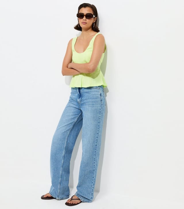New Look Women's Light Green Linen Rich Scoop Neck Sleeveless Top New Look - 2