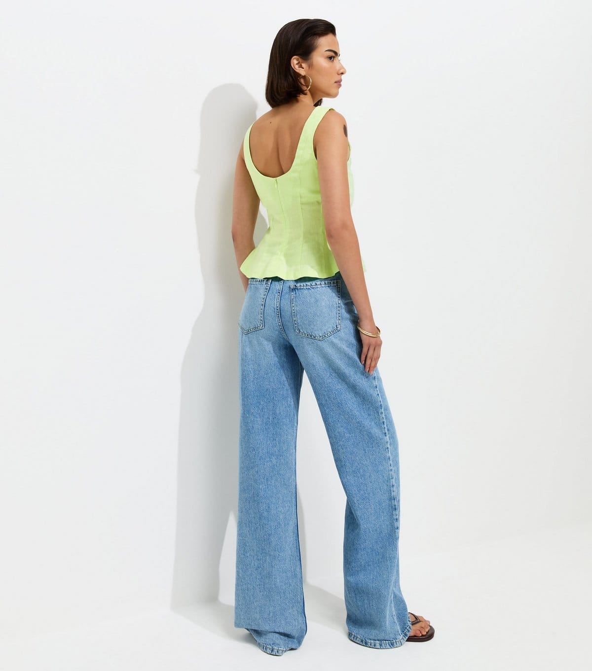New Look Women's Light Green Linen Rich Scoop Neck Sleeveless Top New Look - 4