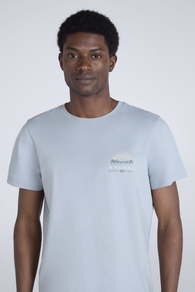 Animal Animal Men's 'Jacob' Short Sleeve Relaxed Fit Lightweight Casual Cotton T-Shirt in Baby Blue - 3