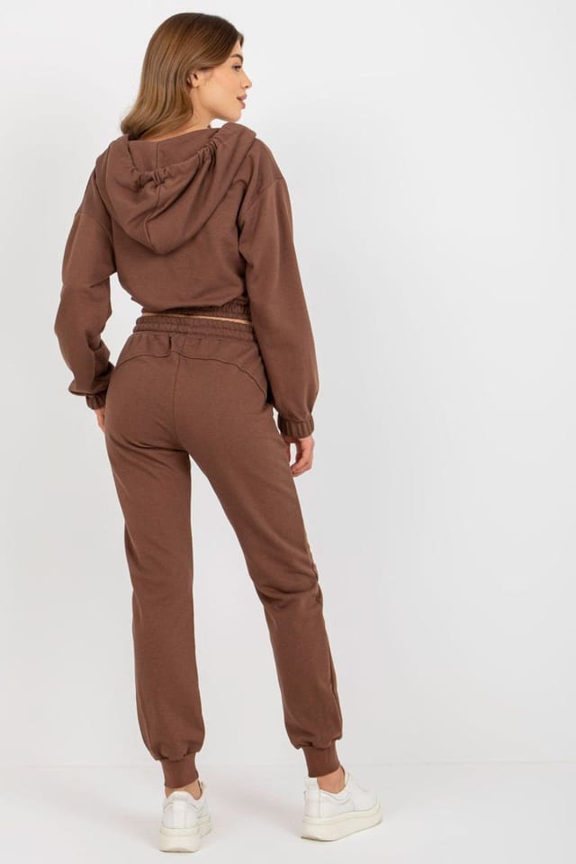 Love Lace Love Lace Women's Hooded Sweatshirt & Drawstring Pant Set Style 177031 in Brown - 3
