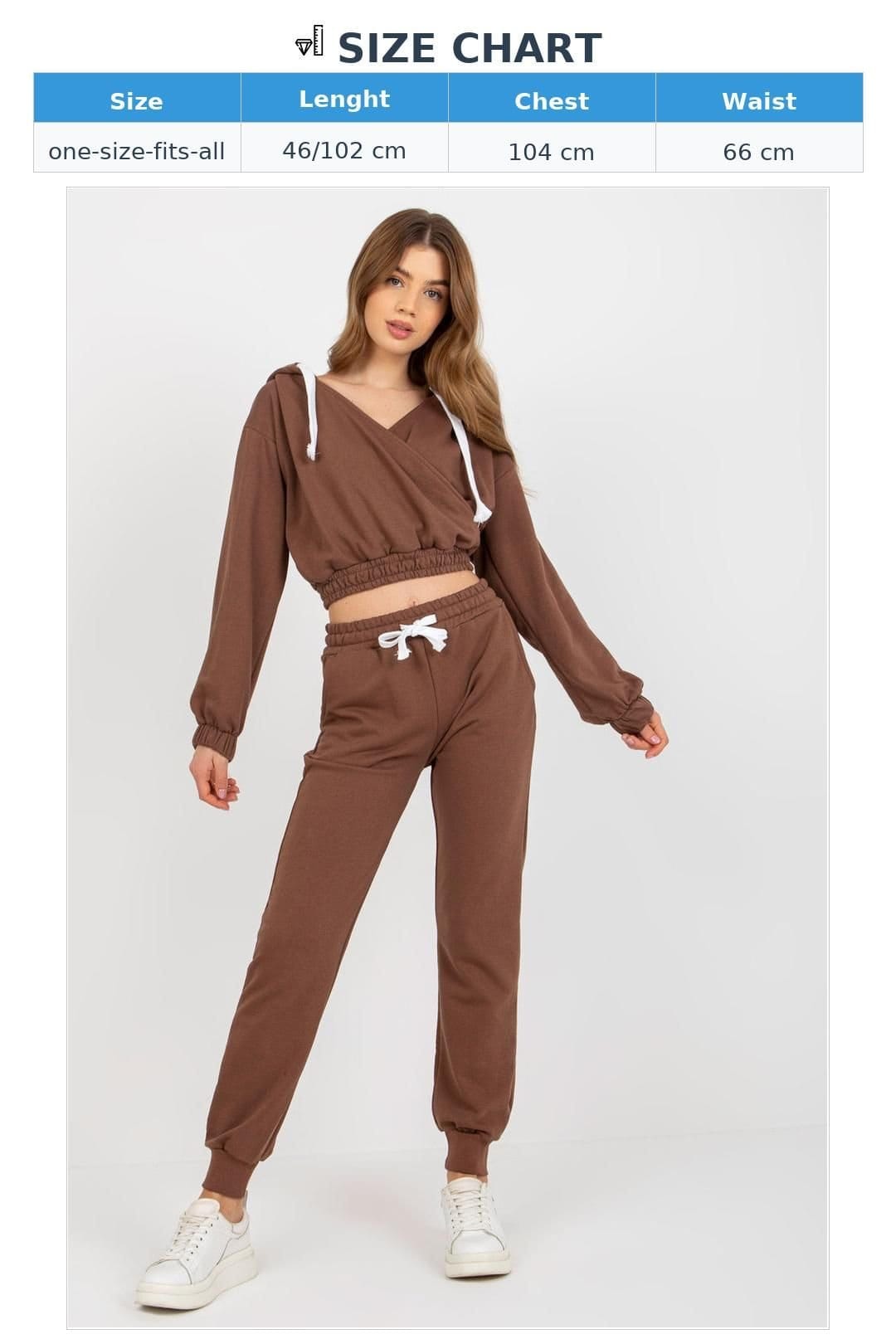 Love Lace Love Lace Women's Hooded Sweatshirt & Drawstring Pant Set Style 177031 in Brown - 4