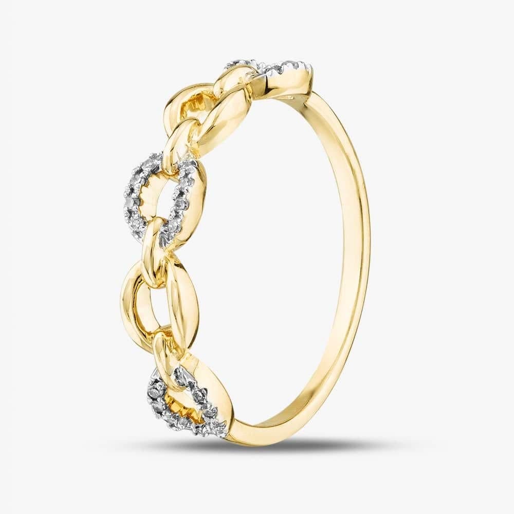 T.H.Baker T.H.Baker Women's 9ct Yellow Gold 0.05ct Brilliant Cut Diamond Oval Linked Ring THR29151-05GR (YG)