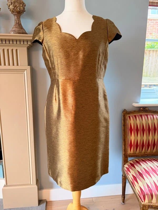 Hobbs HOBBS Invitiation Silk blend Special Occasion Gold Dress & Bolero Jacket Suit UK14