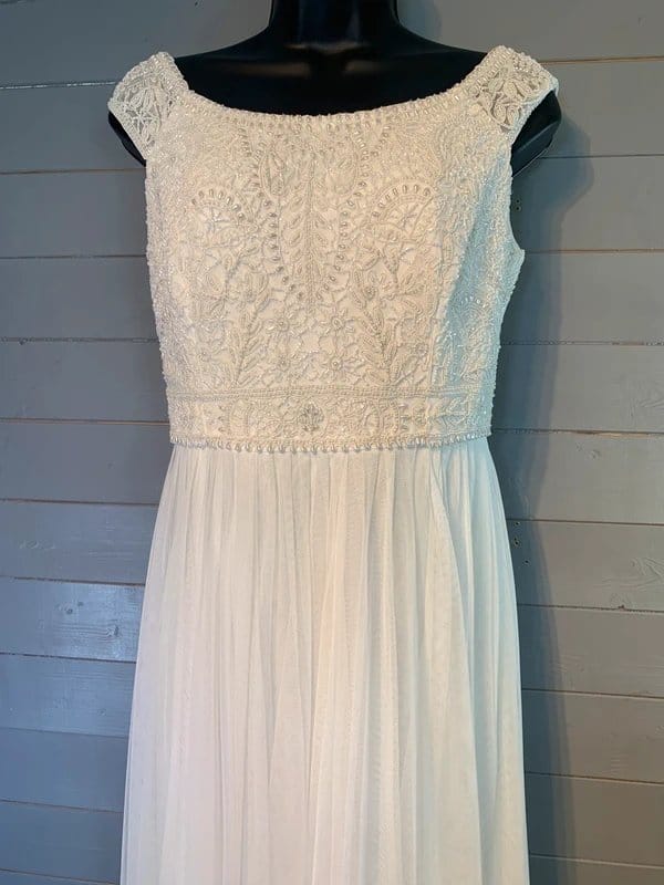 Monsoon White Beaded Wedding Dress Size 12