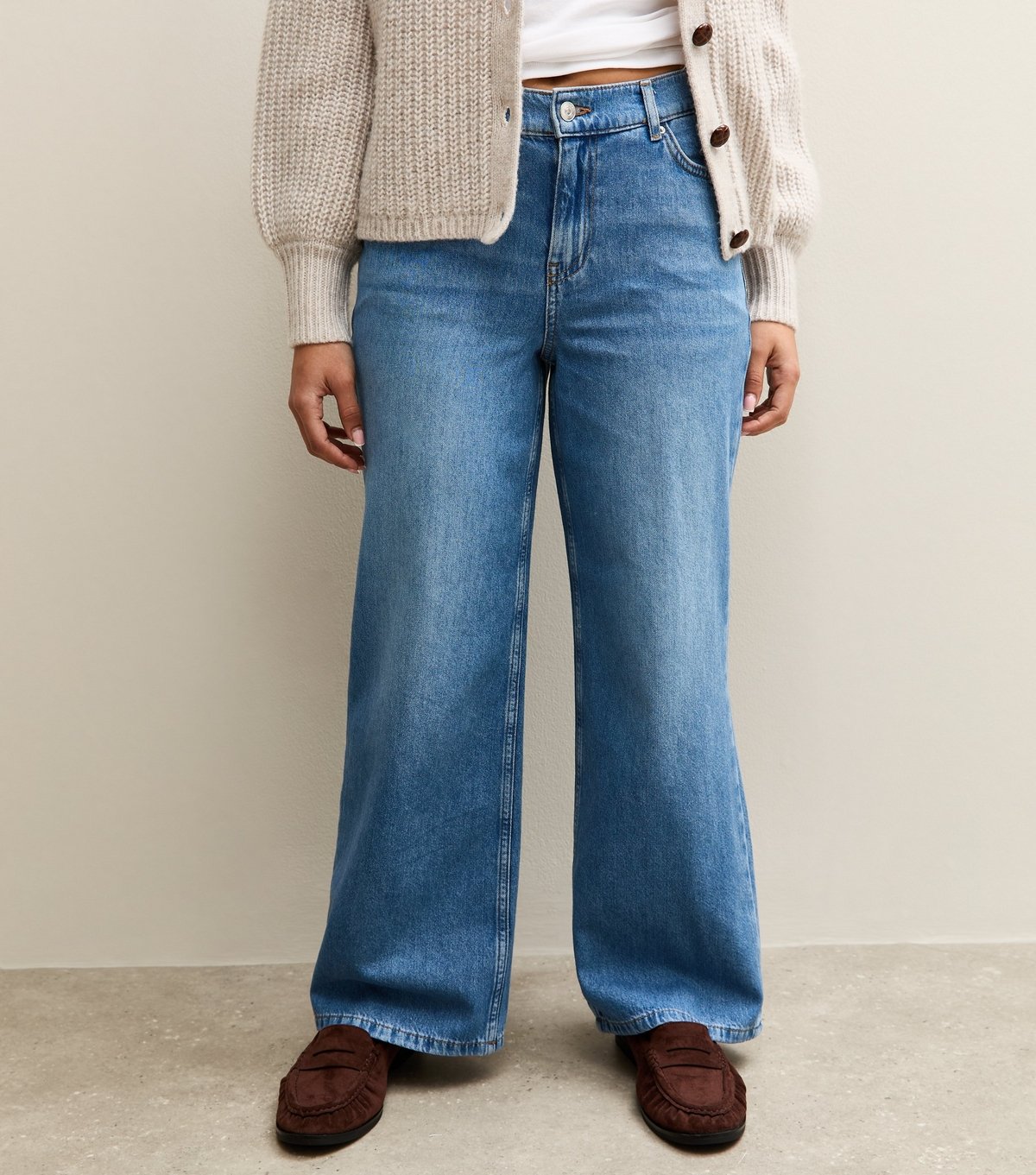 New Look Women's Petite Light Blue Elasticated Back Wide Leg Jeans New Look - 2